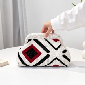 Colour Block Knit Cloud Clutch Bag
