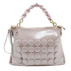 3D Dot Slouchy Shoulder Bag with Rhinestone Accents