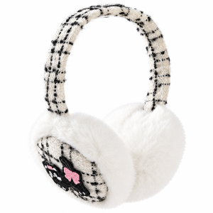 Tweed Winter Earmuffs with Cat Details