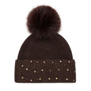 Diamante Knit Faux Fur Bobble Hat