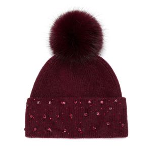 Diamante Knit Faux Fur Bobble Hat