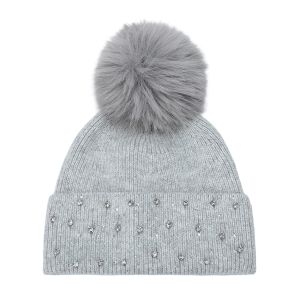Diamante Knit Faux Fur Bobble Hat