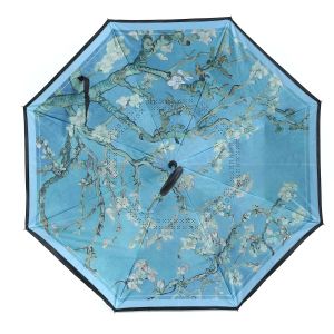 Almond Blossom Upside Down Umbrella in Aqua Blue