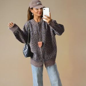 Soft Leopard Print Knit Cardigan