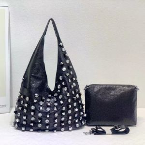 Crystals Slouchy Shoulder Bag with Pouch