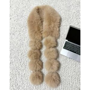 Luxury Faux Fur Snood Scarf with Pom Poms