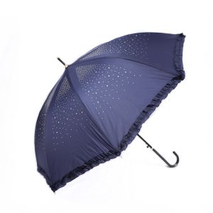 Navy Diamante Sparkly Frilly Umbrella