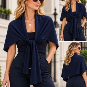 Knitted Tie-Front Shoulder Wrap