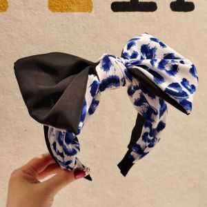 Wide Bow Headband with Leopard Print