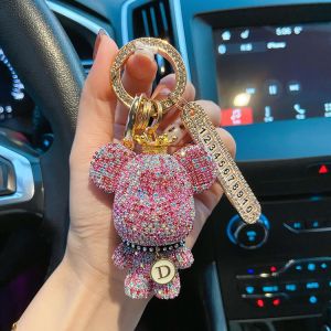 Fuchsia Crystal Rhinestone Teddy Bear Key Charm
