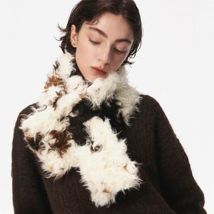 Cream and Brown Chunky Faux Fur Snood