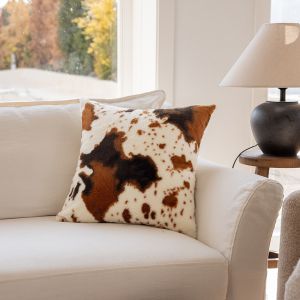 Soft Faux Fur Cow Print Pillow