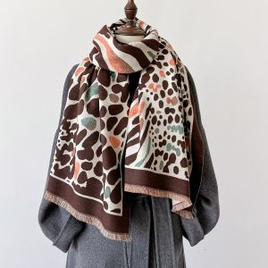 Brown Mixed Zebra & Cheetah Pattern Scarf