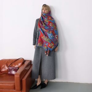 Colourful Quirky Cat Print Witer Scarf