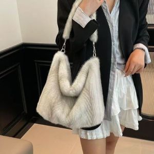 Faux Fur Soft Plush Slouch Shoulder Bag
