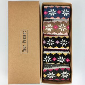 Nordic Fair Isle Snowflake Socks Gift Box – 5 Pairs