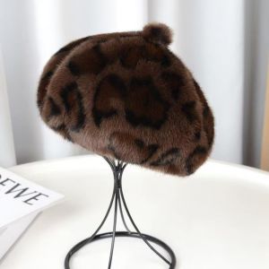 Brown Leopard Print Faux Fur Hat