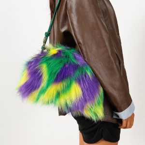 Multicoloured Faux Fur Shoulder Bag