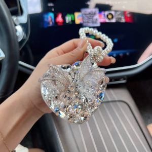 Luxury Crystal Butterfly Key Charm and Pearl Strap