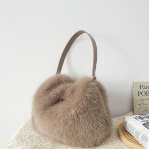 Luxury Faux Fur Hobo Shoulder Bag