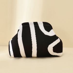 Abstract Print Knit Cloud Pouch Bag