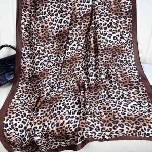 Chocolate Black & Cream Leopard Print Fashion Scarf 