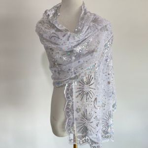 Iridescent Celestial Wedding Wrap Sequin Scarf