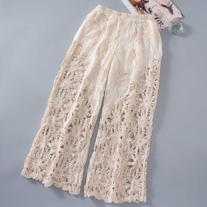 Summer Crochet Knit Wide Leg Pants