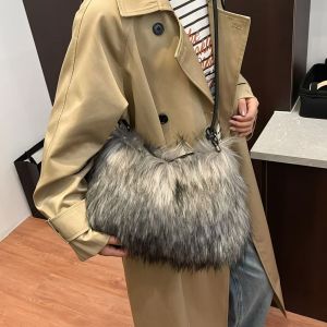 Fluffy Faux Fur Handbag with Detachable Shoulder Strap