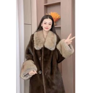 Luxury Faux Fur Collar Long Winter Coat