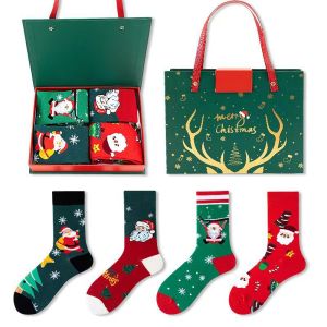 Festive Santa 4-Pair Christmas Sock Gift Box