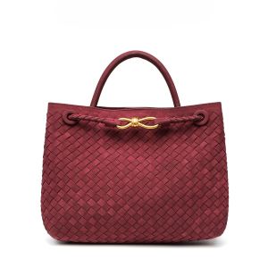 Textured Woven Tote Bag with Gold Bow Clasp