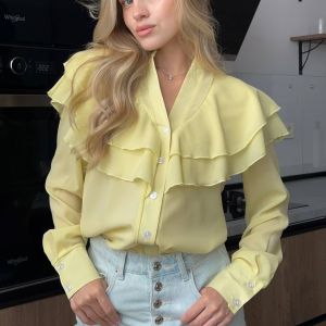 Long Sleeve Ruffle Tiered Blouse