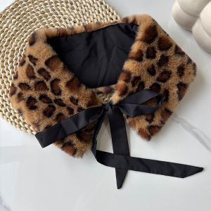 Faux Fur Collar Scarf with Satin Ribbon Tie