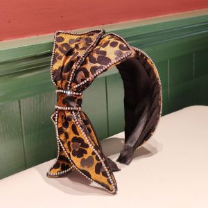 Crystals Trim Bow Leopard Headband