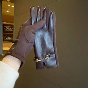 Elegant Equestrian Style Mixed-Texture Gloves