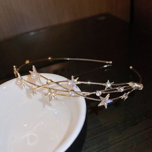 Starlight Crystal Tiara Headband in Gold