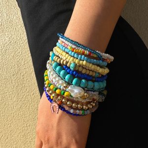 Colorful Summer Seed Bead & Turquoise Bracelet