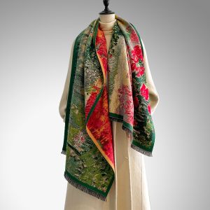 Red & Green Floral Scarf Abstract Art Print