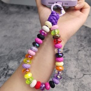 Rainbow Colourful Beaded Phone Chain Wrist Strap