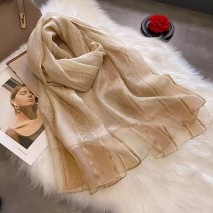 Lightweight Metallic Thread Silk Scarf