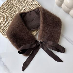 Faux Fur Collar Scarf with Satin Ribbon Tie