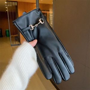 Elegant Equestrian Style Mixed-Texture Gloves