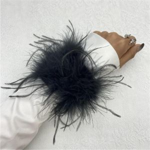 Fluffy Faux Feather Wrist Cuffs