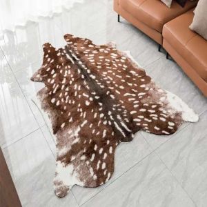 Soft Brown & White Deer Print Rug