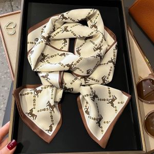 Elegant Cream & Chocolate Horse and Chain Neck Scarf