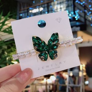 SS08 Crystal butterfly hair clip in Green