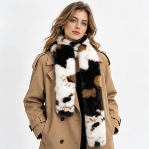 Black Cream & Brown Abstract Print Winter Neck Scarf