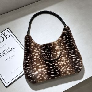 Soft Bambi Print Faux Fur Shoulder Bag