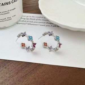 Multi Coloured Crystal Clover Earrings